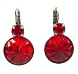 【送料無料】ピアス　ボヘミアビンテージガラスカボションクリスタルレッドサイアムピアス　soho ohrhnger cabochon bohemia vintage glas strass kristall rot siam altsilber