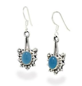 ピアス　スターリングシルバーフックピアス　original blau chalzedon sterlingsilber haken ohrringe