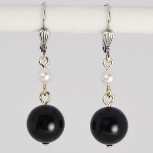 【送料無料】ピアス　ピアス　スワロフスキークリスタルビーズシルバーラウンドブラックホワイトミスティックブラック