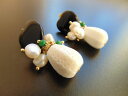 ピアス　ピアス　ピアス　オニキスレビーohrringe ohrclips edelsteine onyx,koralle mit swasserperlen,von catia levy