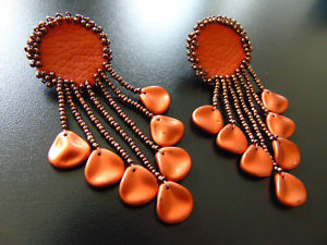 【送料無料】ピアス フリンジビーズブロンズピアス ピアス レビーohrringe ohrclips aus bronze mit fransen perlen und leder, von catia levy