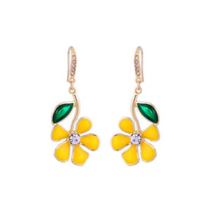 【送料無料】ピアス ピアス エナメルレトロohrringe golden blumen blatt emaille gelb grn retro xx25 【送料無料】ピアス ピアス エナメルレトロohrringe golden blumen blatt emaille gelb grn retro xx25