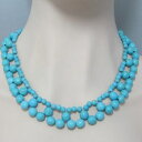 ターコイズネックレス（レディース） 【送料無料】ネックレス　ターコイズネックレスシルバーbeau collier 49cm en mehrreihig turquoise pelen et argent 925