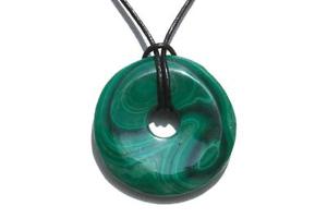【送料無料】ネックレス ドーナツパイマラカイトdonut ou pi chinois malachite 4cm