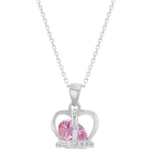 yzlbNX@sNNENven argent sterling 925 rose cz couronne collier pour enfants filles ados 406cm