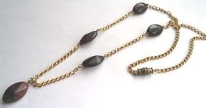 【送料無料】ネックレス　クランプカラーゴールドガラスビーズビンテージネックレス