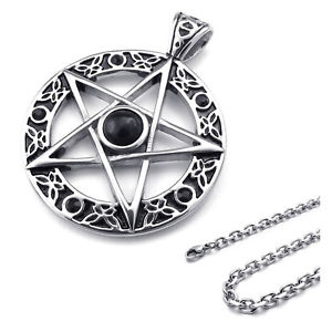 ネックレス　ステンレススチールネックレスネックレス5xbijoux collier de pendentif en acier inoxydable de pentagramme amulette v4q5