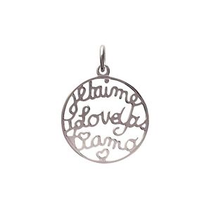 【送料無料】ネックレス シルバーペンダントメダルメッセージpendentif argent mdaille 22mm message je taime love you ti amo