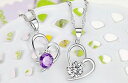 【送料無料】ネックレス　ハートネックレスペンダントホワイトバイオレットジルコンシルバーブレスレットcur collier pendentif blanc violet zircon gourmette argent 40 60 cm cadeau