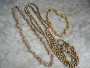 ネックレス　ビーズバッチlot de perles anciennes en coquillages et sautoir en graines