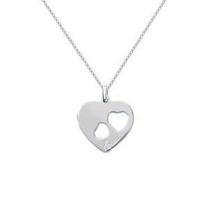 ネックレス　ソリッドシルバーハートネックレスcollier coeur love en argent massif longueur au choix 45cm ou 50cm