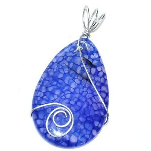 yzlbNX@y_gpendentif original plaqu argent agate naturelle bleu bijou pendant