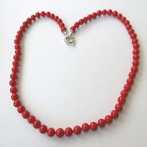 yzlbNX@AWFgRb\collana donna c argento con sfere di corallo rosso 6,5 mm 46 cm 100 p