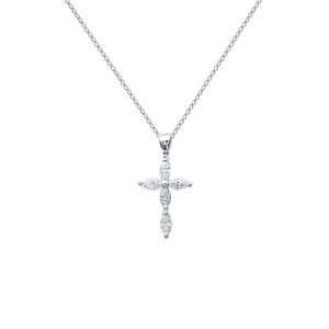 ネックレス　ソリッドシルバージルコニウムネックレスクロスcollier croix en argent massif et zirconium longueur au choix 45cm ou 50cm