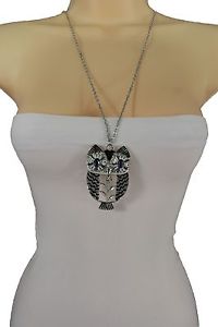 ネックレス　モードシルバーペンダントクランプneuf femme classique collier la mode grand oiseau pendentif argent long mtal