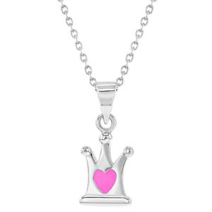 yzlbNX@X^[OVo[n[gGisNvZXNENv925 argent sterling coeur rose mail princesse couronne collier filles 406cm