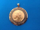 【送料無料】ネックレス ビンテージゴールデンペンダントプロファイルfin vintage pendentif dor profil lady pendant