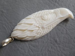 【送料無料】ネックレス　バッファローイーグルナバホワシエクリュペンダントpendentif en os de buffle ecru tete d aigle amerindien navajo zuni bone eagle