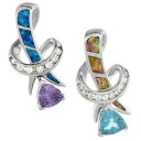 【送料無料】ネックレス スターリングシルバーオパールバレットペンダントカットargent sterling opale barrette pendentif avec transparent amp; 8mm trillion coupe(4)