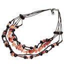 【送料無料】ネックレス　マルチクランプブラウンバロックカネcollier multi rangs mtal marron perles baroques cornaline naturelle bijou