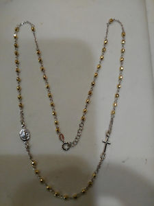 yzlbNX@AWFgRcollana rosario in argento 925 bicolore 50cm , nuova con astuccio e garanzia