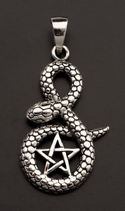 ネックレス　シルバーマッシフマジックヘビペンダントserpent pentagramme pendentif pentacle en argent 925 massif 51g magie 25904