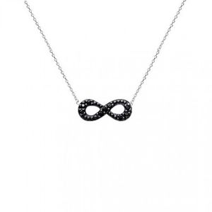 ネックレス 【送料無料】ネックレス　クランプブラックシルバージュエリーcollier moyen symbole infini infinity zirco noir 45 cm bijoux en argent neuf