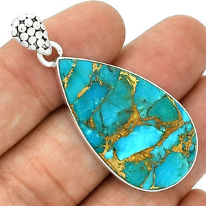 【送料無料】ネックレス　ターコイズトルコペンダントシルバーマウントpendentif turquoise monture en argent 925 ref 5268