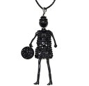 【送料無料】ネックレス　ペンダントネックレスディスコドレスメッシュブラックメタル…sp842d sautoir collier pendentif poupe robe disco maille mtal noir et cer