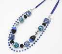 【送料無料】ネックレス ダブルクランプランクボールファッションcc449 * collier double rang boules perles et strass mode femme bleu(4)