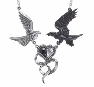 【送料無料】ネックレス　サンシルバーハートハトクランプゴシックepiphany saint corvus noir et argent coeur colombes collier alchemy gothic p771