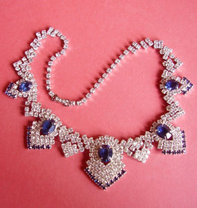 yzlbNX@XNbv1725 collier de princesse ras du cou strass blancs et bleus