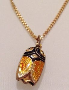 ネックレス　クリップブラックオレンジpendentif annee 70 collier cigale email cloisonne noir orange r