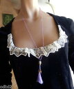 【送料無料】ネックレス　テットゥトリミングクリップsautoir collier de fines perles violine tete de bouddha et passementerie