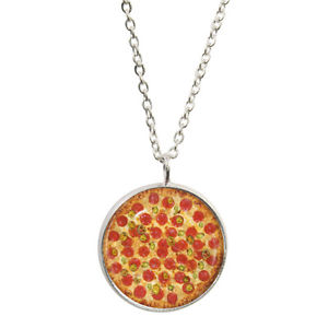 【送料無料】ネックレス ペパロニボックスピザペンダントメッキクリップpepperoni pizza pendentif et argent collier plaqu neuf en bote