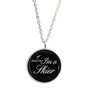 【送料無料】ネックレス　スキーヤースキーアルペンスキーtrust me im a skieur plaqu argent pendenti..