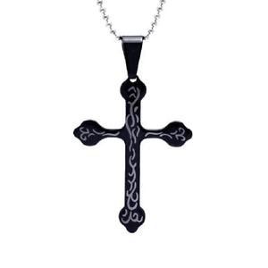 yzlbNX@XeXX`[ubNNXfUCy_gp[{[`F[acier inoxydable croix noire criture pendentif design, gratuit perle ball chain