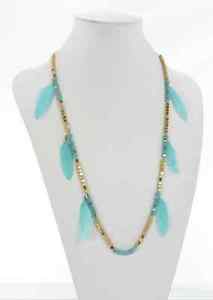 【送料無料】ネックレス　ネックレスゴールデンファンタジーターコイズシックファッションペンcollier sautoir fantaisie dor perles chic turquoise fashion plume