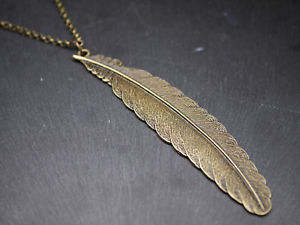 【送料無料】ネックレス　クランプロングネックレスブロンズcollier collier long avec grande plume opulent imposant bronze