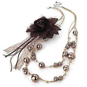 yzlbNX@uEOp[lbNXdouble strand glam long brun perle collier fleur