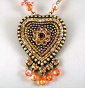【送料無料】ネックレス フランスビンテージアールデコエスニックシックオレンジハートペンダントvintage franais dco chic ethnique floral orange coeur pendentif avec