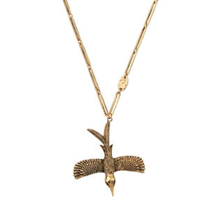 【送料無料】ネックレス クリップcollier mi long dor pendantif gros oiseau gravure ddz2