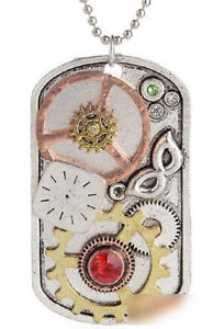 yzlbNX@RAMAv[gcollier pendentif plaque didentification avec engrenages steampunk