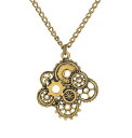 【送料無料】ネックレス　クロックゴールデンカラーcollier dor vieilli avec pendentif amas de rouages dhorloge steampunk