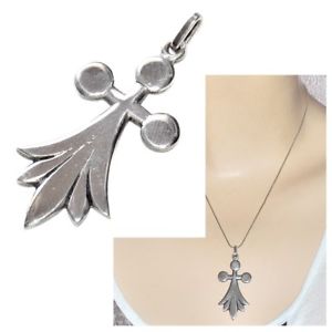 【送料無料】ネックレス ビンテージペンダントクロスブレトンpendentif vintage plaqu argent croix hermine bretonne bijou pendant