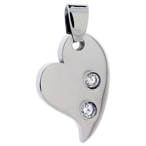 yzlbNX@XeXX`[VbNn[gy_gp[acier inoxydable chic coeur pendentif avec deux 3 mm cristaux, gratuit perle