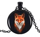 【送料無料】ネックレス　ペンダントネックレスレッドフォックスチェーンcollier pendentif renard roux et blanc, chaine noire