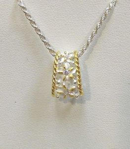 【送料無料】ネックレス　シルバーハワイアントーンプルメリアカーソルロープパネルargent 2 tons hawa..