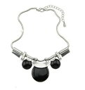 【送料無料】ネックレス シルバーファンタジーエスニックシッククランプcollier pour femme fille argent fantaisie plastron ethnique noir tribale chic
