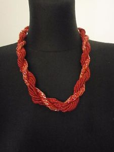 【送料無料】ネックレス　クリップcollier tress perles rouges c107 1